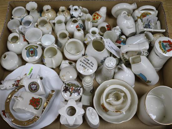 A collection of Goss and other crested china, mixed, including London, Sussex, Christchurch etc. (56 +)